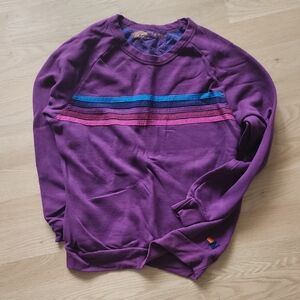 Aviator Nation Purple Crewneck Sweater with Stripes